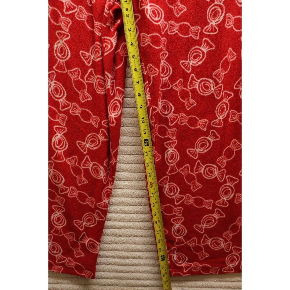 Holiday Womens Fleece Pajama Pants Red Candy Print Soft Cozy Sleep Size 3XL - Picture 6 of 7